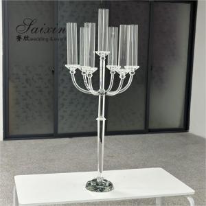 Wholesale New design 7 arms crystal candle holder for wedding table decor from china suppliers