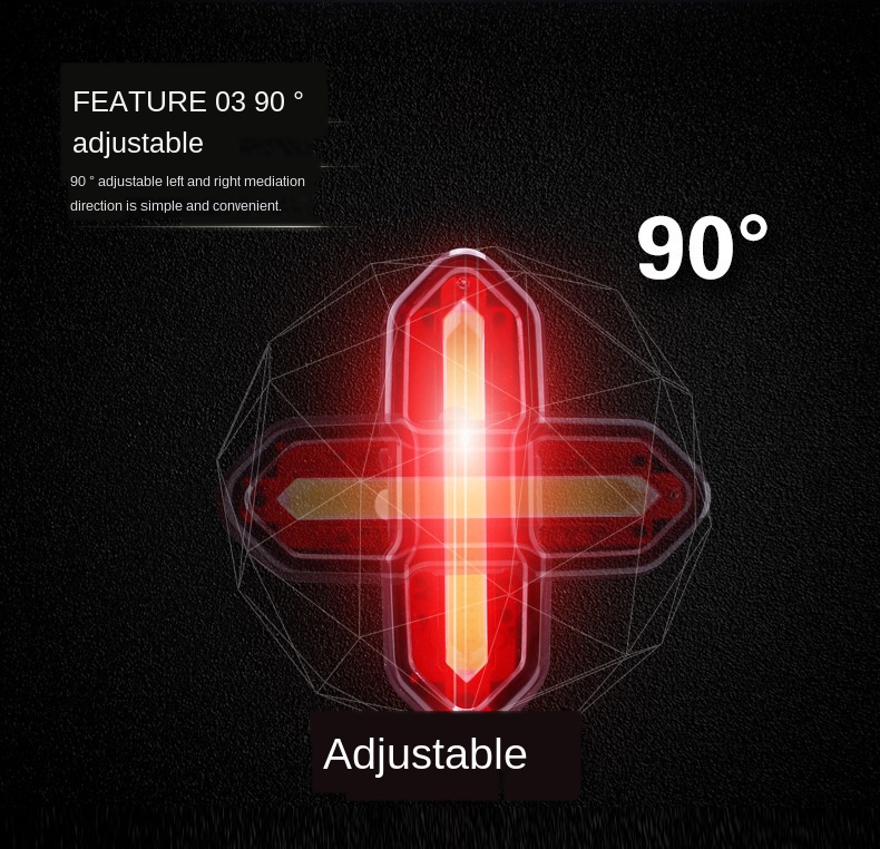 LED Waterproof Usb Rechargeable Bicycle Tail Light Mountain Smart Bicycle Tail Light 42.3g
