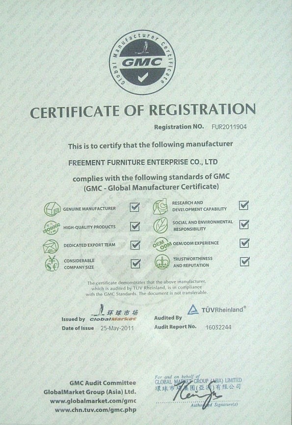 QINGDAO KINGSTRONG FURNITURE CO.,LIMITED Certifications