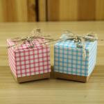 Vintage Lattice 260g Kraft Paper Gift Box Food Container Paper Box With lanyard