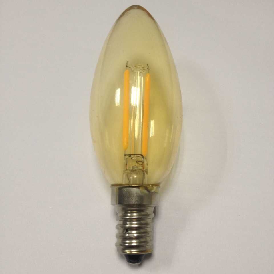vintage E12/E14 C35 candle bulb LED filament type gold tinted