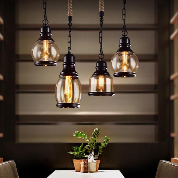 Vintage Loft Amber Glass Pendant Light Style Restaurant Bar Bed Room Glass