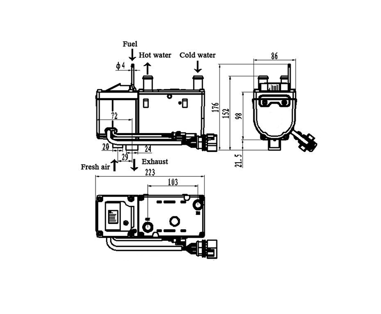 JP China Hot Sale Water Heater Ebersapcher Parts 5KW 12V Gasoline Parking Heater With GSM
