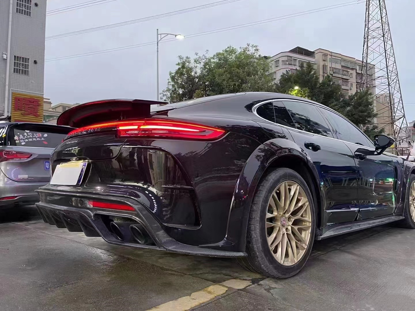 MSY Panamera 971 Body Kit Red Carbon Fiber Replace Front Bumper Spoiler Widebody Kit