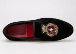 Logo Embroidered Velvet Loafers Royal Style Luxury Velvet Slippers For Men