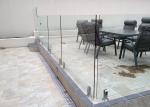 Curved Frameless Glass Deck Railing Systems Floor Mounted With Stainless Steel