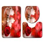 Romantic Valentine'S Day Toilet Mat Set 3 Piece Bath Rug Set non slip