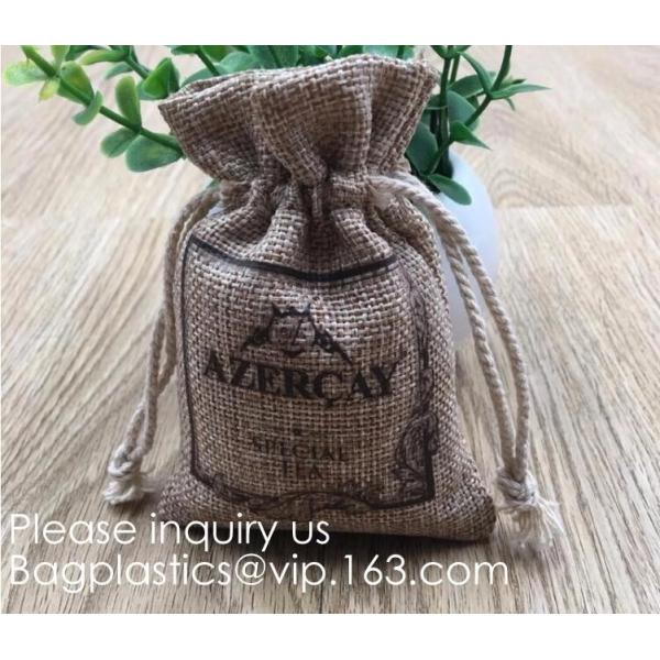 Candy Gift Pouch Bags with String Birthday Wedding Party Gift Jewlery Pouches Party Favor Jute Gift Bags Brown with Whit