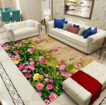Flower And Plant Printed Simple Living Room Floor Carpet Special Style