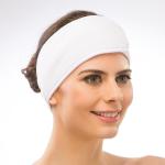White Elastic Terry Cloth Spa Headband Washable Facial Band Makeup Wrap