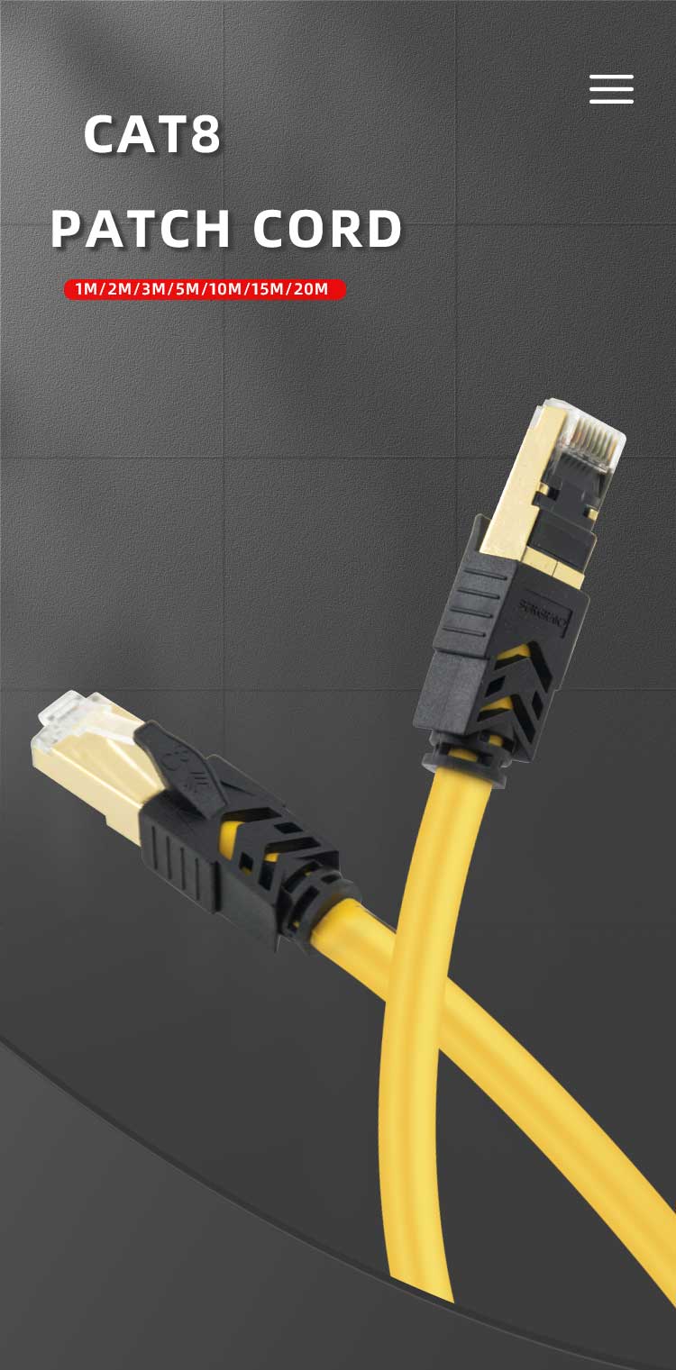 4 Pairs CAT8 Patch Cord 0.5mtrs-20mtrs For Telecommunication