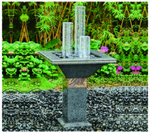 Decorative Feng Shui Cast Stone Garden Fountains With Crystal Glass Column