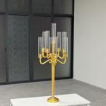3 Arm 9 Arm Crystal Candelabra Wedding Black Glass Wedding Table 110CM