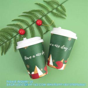 Wholesale 12 Oz Christmas Paper Cups Disposable Coffee Cups, Red Green Coffee Cup Christmas Holiday Party Supplies from china suppliers