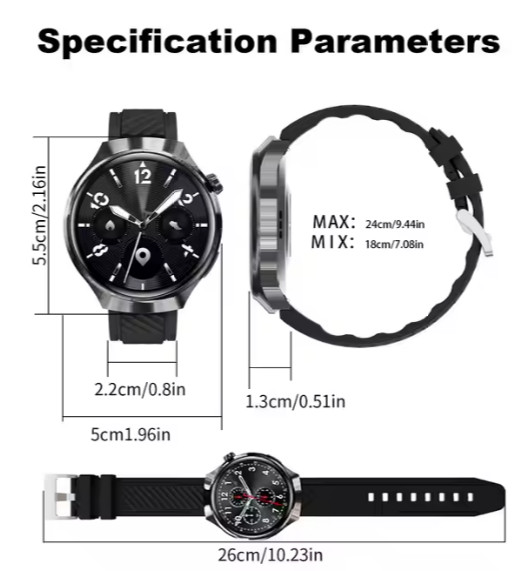 360x360 Screen Full Touch Outdoor Smart Watch ISO Android IP68 Waterproof