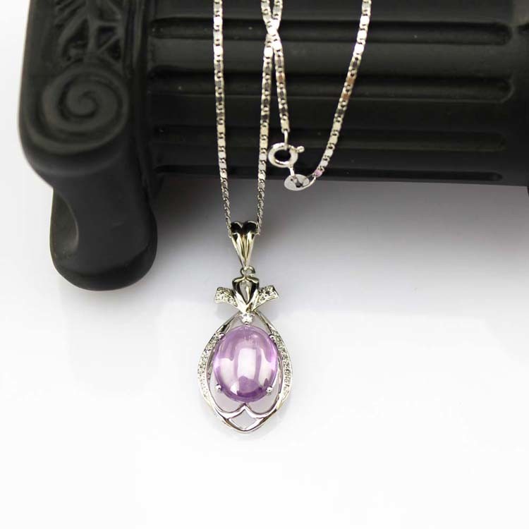Sterling Silver 11mmx14mm Purple Cubic Zircon Pendant and Silver Chain 18 Inches(PSJ0270)