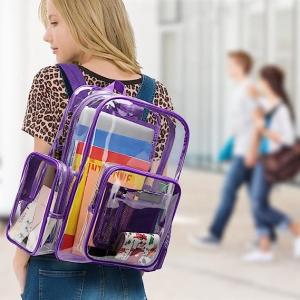 Wholesale Clear Backpack Heavy Duty - Large Clear Backpacks For School PVC Transparent Bookbag For Students Work Stadium Travel from china suppliers