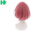 Short Pink Synthetic Cosplay Wigs 14 Inch Straight Heat Resistant