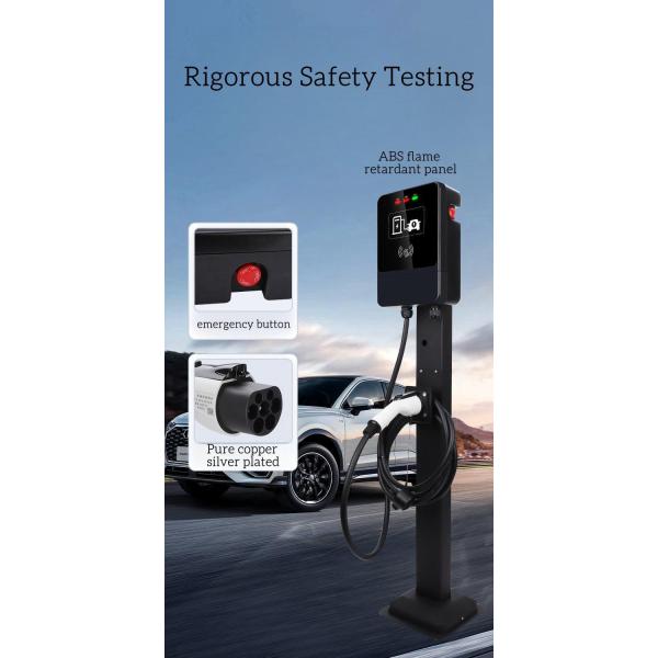 GBT 7kw Single Gun 4.3-Inch Screen 220V Wall EV Charger With Emergency Button