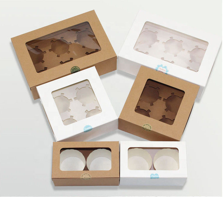 Decorative Clear Cake Display Box , Eco Paperboard Cake Slice Boxes