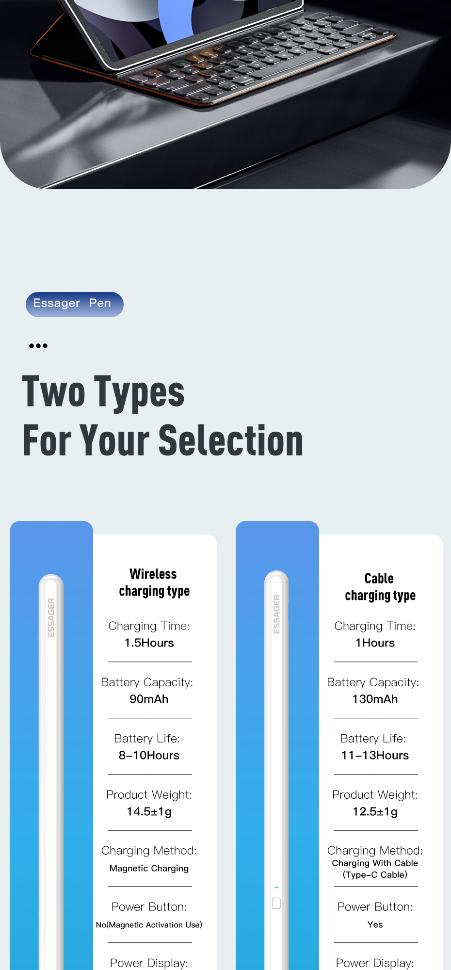 Essager 2022 Sketch White Magnetic Wireless Charging Capacitive Touch Pen for Tablet