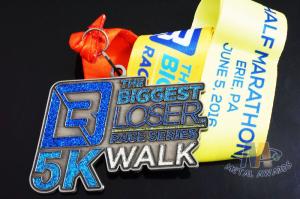 Wholesale Fashionable Special Type 5k Race Medals , Gillter Colors Running Award Medals from china suppliers