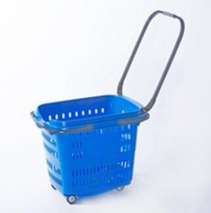 Wholesale PP Rolling Folding Cart With Wheels Collapsible Plastic Hand Baskets from china suppliers