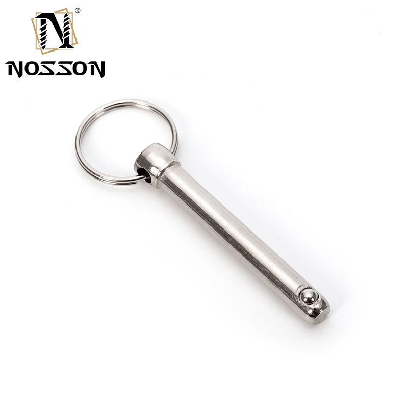 Quick-Release Pins Stainless Steel Ball Lock Handle with Detent Ring Pin Shipping Air Bright Finish General Industry