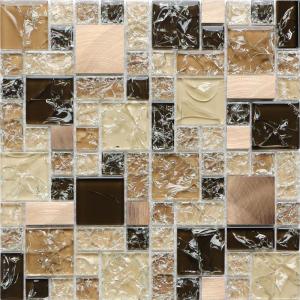 Wholesale low key-luxury styple puzzle pattern glass mix metal mosaic tile from china suppliers