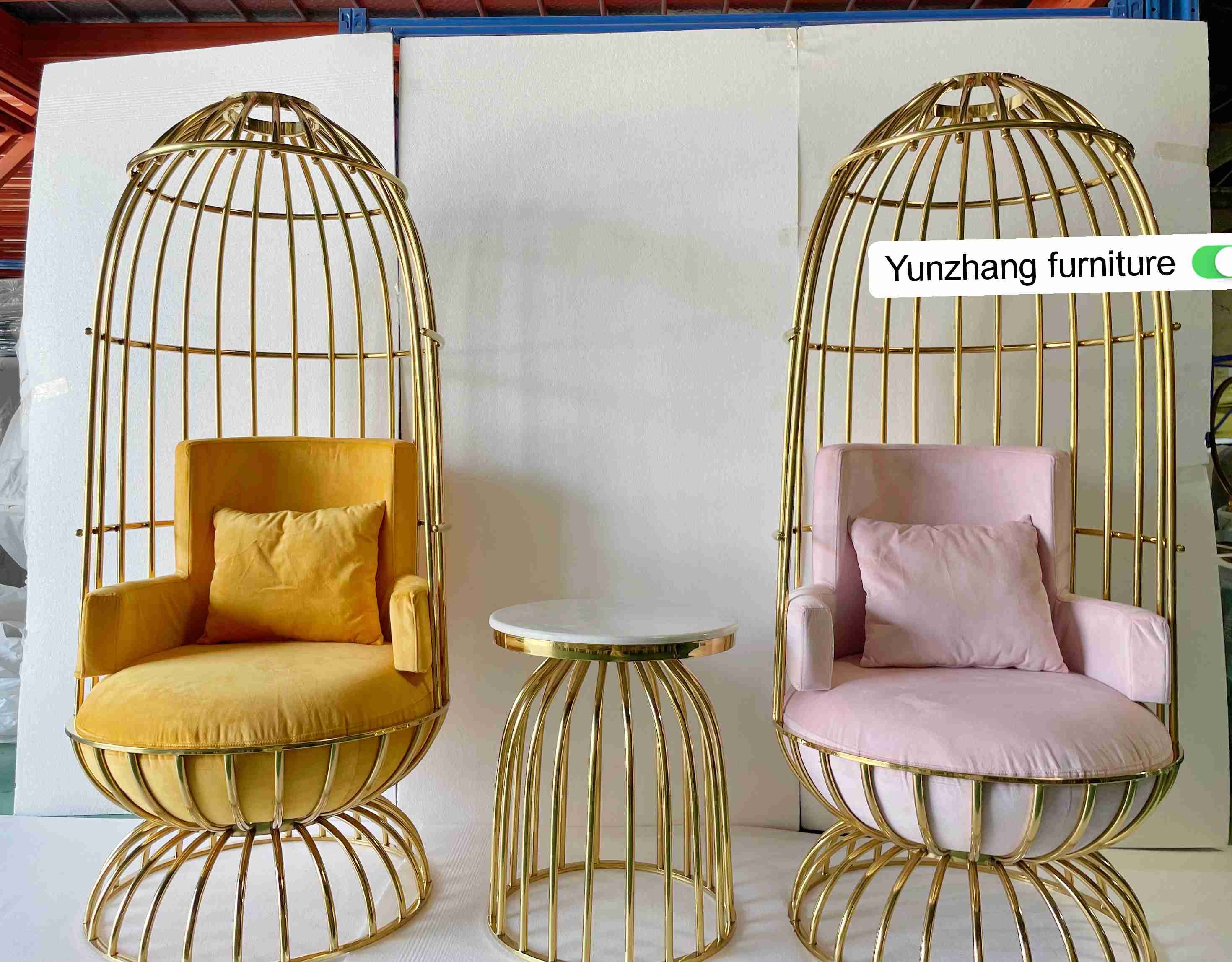 Comfortable Metal Gold Birdcage Chair Stainless Steel For Hotel Banquet