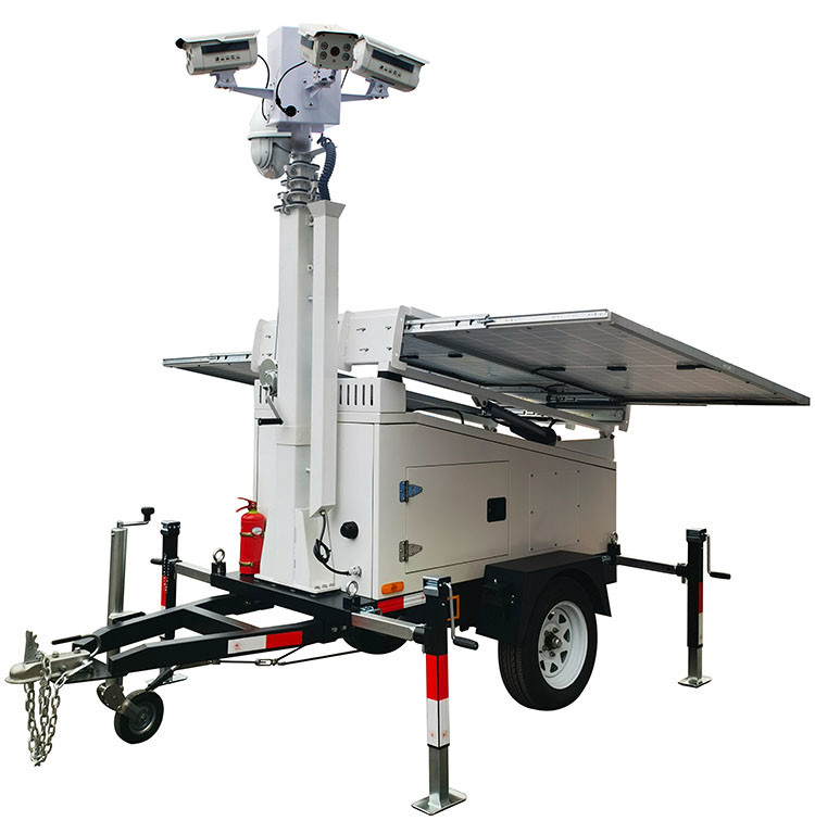 Mobile Solar Security Surveillance Light Tower With 3*460 W Solar Panels