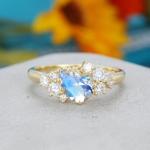 14K Yellow Gold Bridal Antique Promise Anniversary Gift for Women Pear Shaped