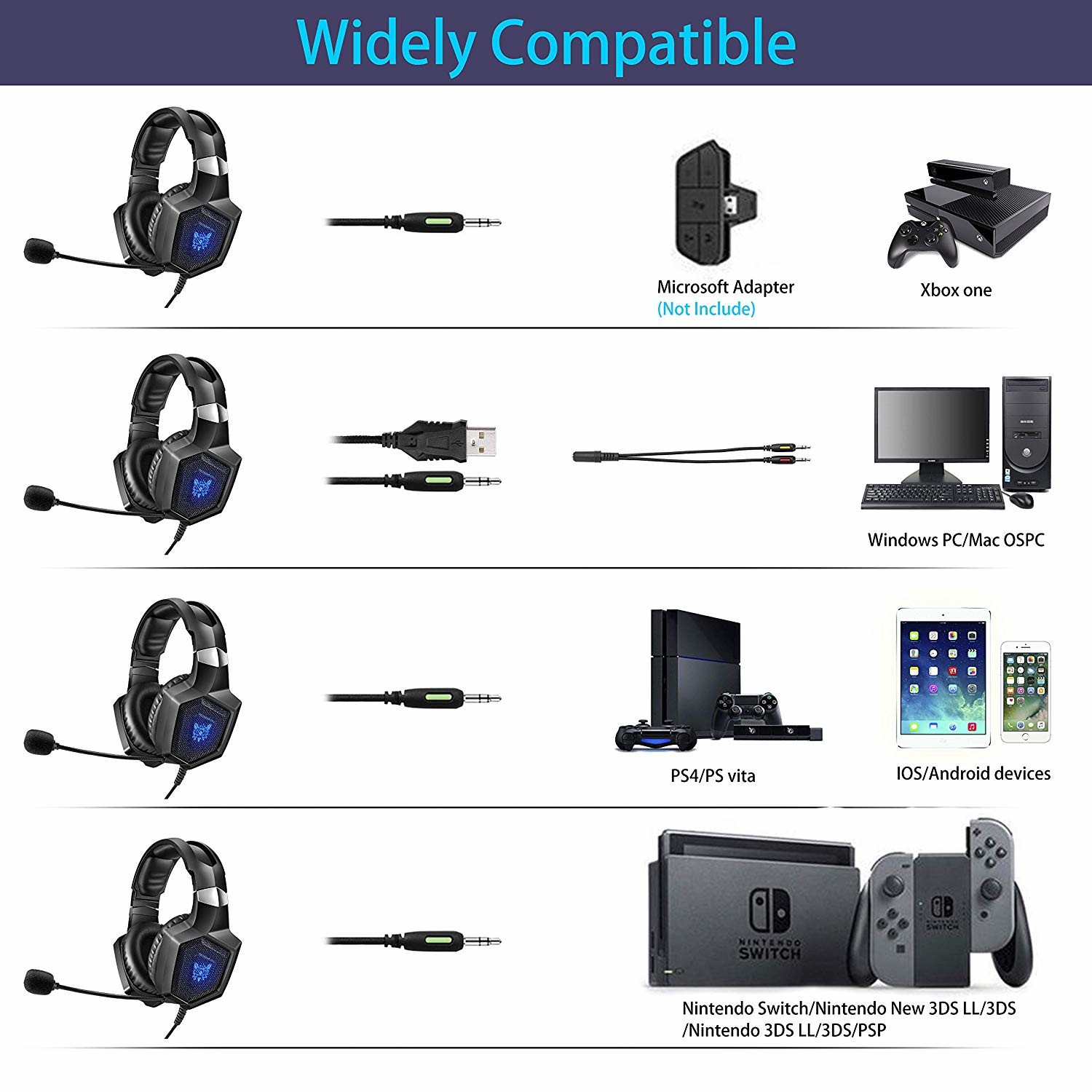 DC5V 20000Hz 2.2kohm Onikuma Gaming Headset K8