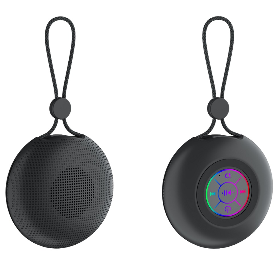 Portable Bluetooth 5.3 Speaker With IPX4 Waterproofing RGB Lights Hanging Rope Design 52mm Driver 5W Output Type-C Charging