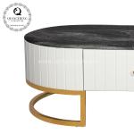 Metal Frame Marble Living Room Table With MDF Cabinet 130x70x44cm