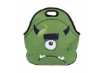 Green monster print childrens insulated lunch bags for school