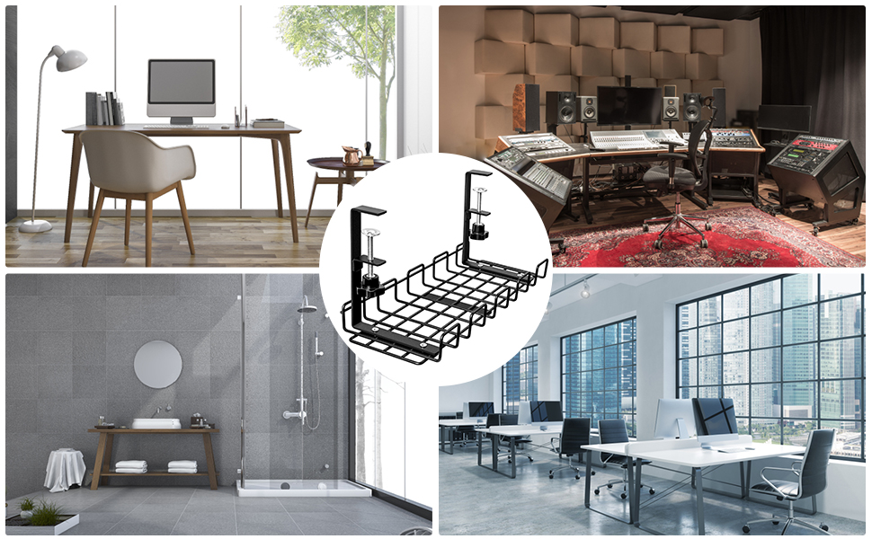 Adjustable Under Desk Iron Wire Mesh Cable Management Tray for Easy Cord Organization