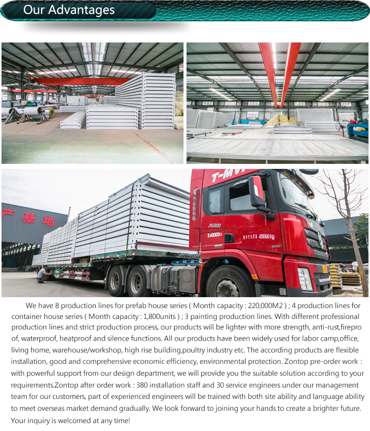 Zontop Low Cost Luxury Steel Prefab House K Type 2 Story Modern Villa Guard House Conference room Sandwichanel Houses