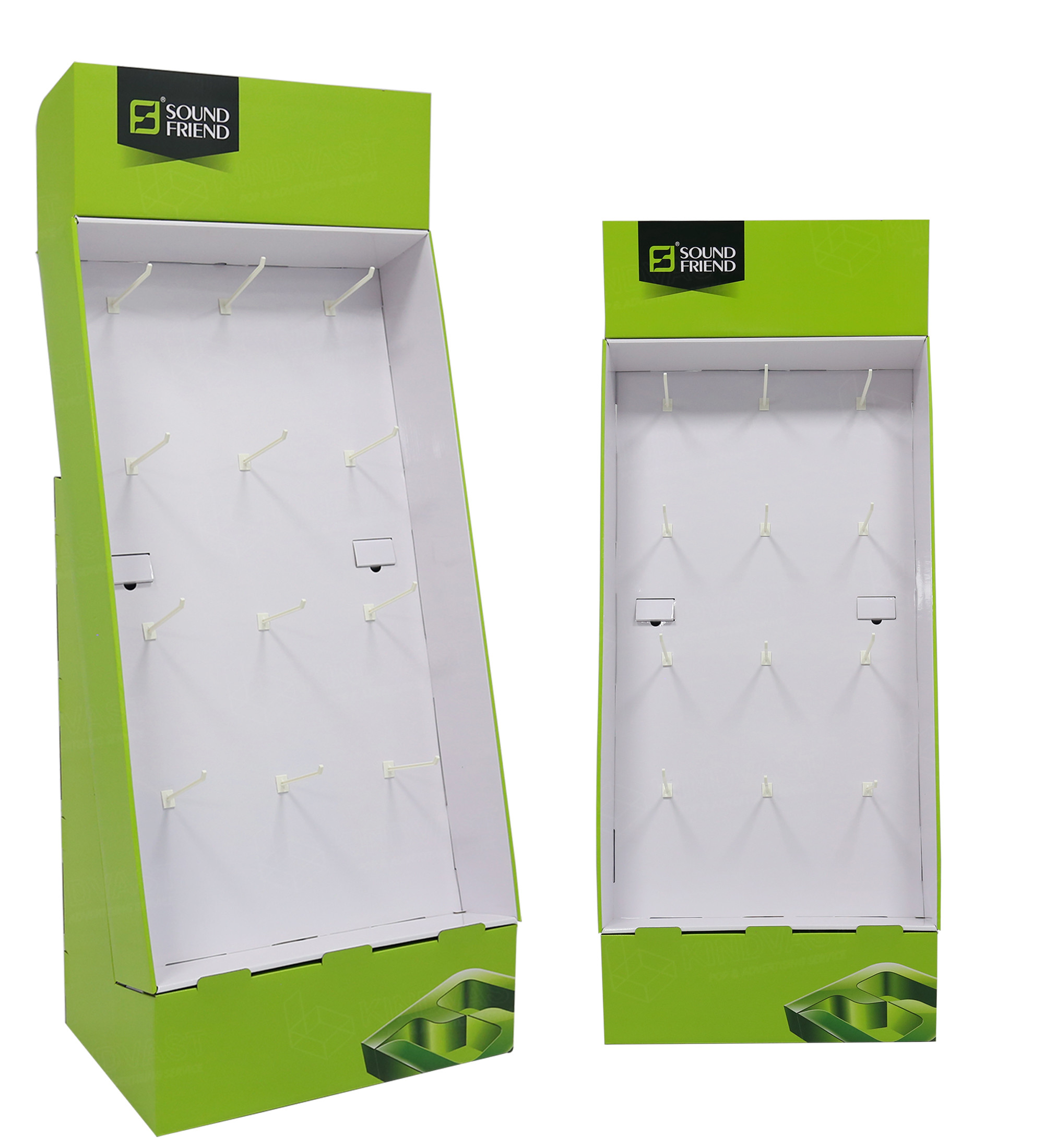 Green / White Color Stationery Display Rack Floor Standing Type Solid Structure