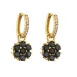 Brass Jewelry Micro Pave 18k Gold Earrings Zircon Crystal Colored Diamond Flower