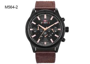Wholesale Waterproof Men's Quartz Watch Chronograph 6 Pointers Leather Strap Wristwatch M564 from china suppliers