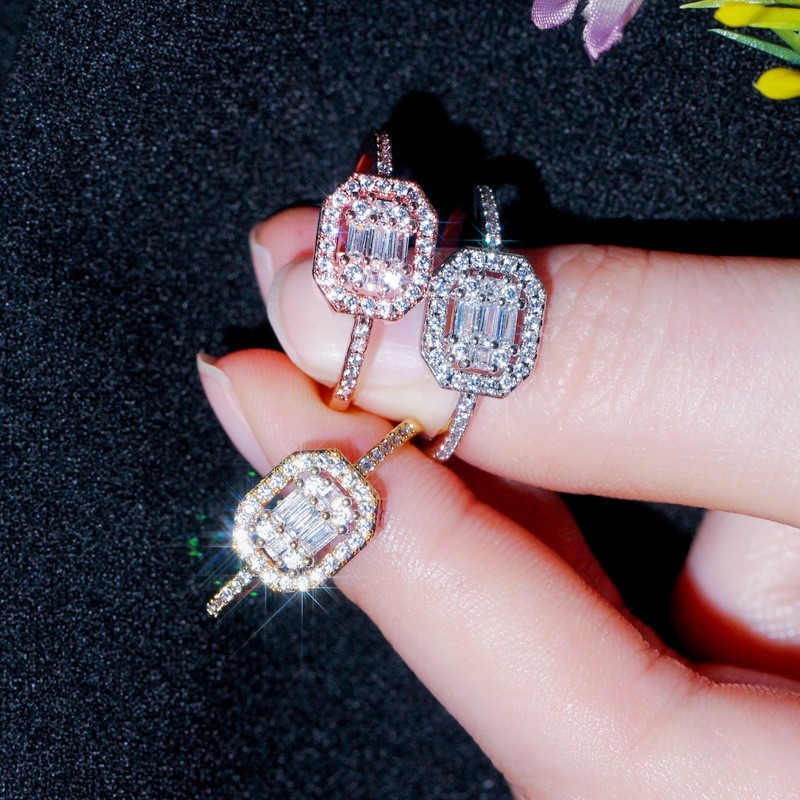 Princess Tiara Crown Sparkling Love Heart CZ Rings for Women Engagement Jewelry Square CZ Ring Jewelry