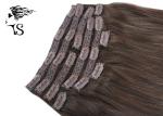 Dark Brown Clip In Human Hair Extensions , Real Virgin Pre Bonded Hair