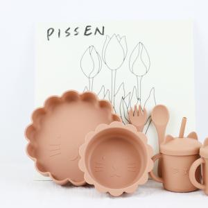 Wholesale 5 Pcs Non Slip Baby Feeding Silicone Set Waterproof BPA Free For Children from china suppliers
