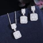 Fashion CZ Crystal Stone Wedding Jewelry Sets For Brides Necklace Earring