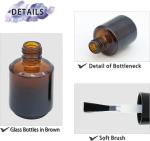 2025 Empty 8ml 15ml Brown Glass Round Nail Polish Bottles With Cap and Fan Brush