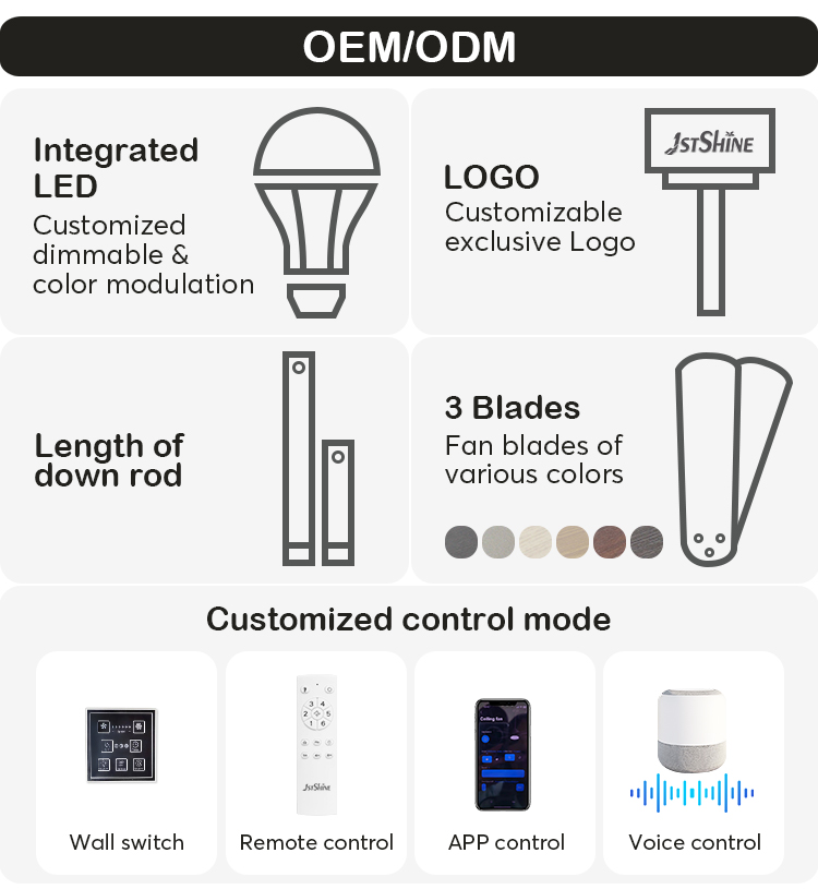 High Airflow LED Ceiling Fan 220V Simple Design with Remote Control and Light Source