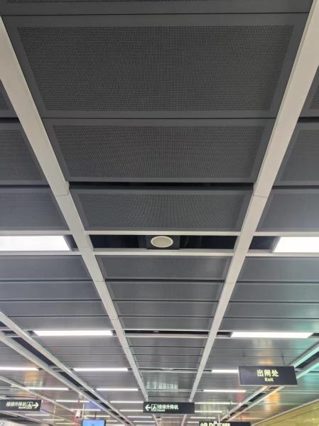 8/8/3mm Subway RAL Grey Perforated Metal Ceiling Tiles Acoustic Panels