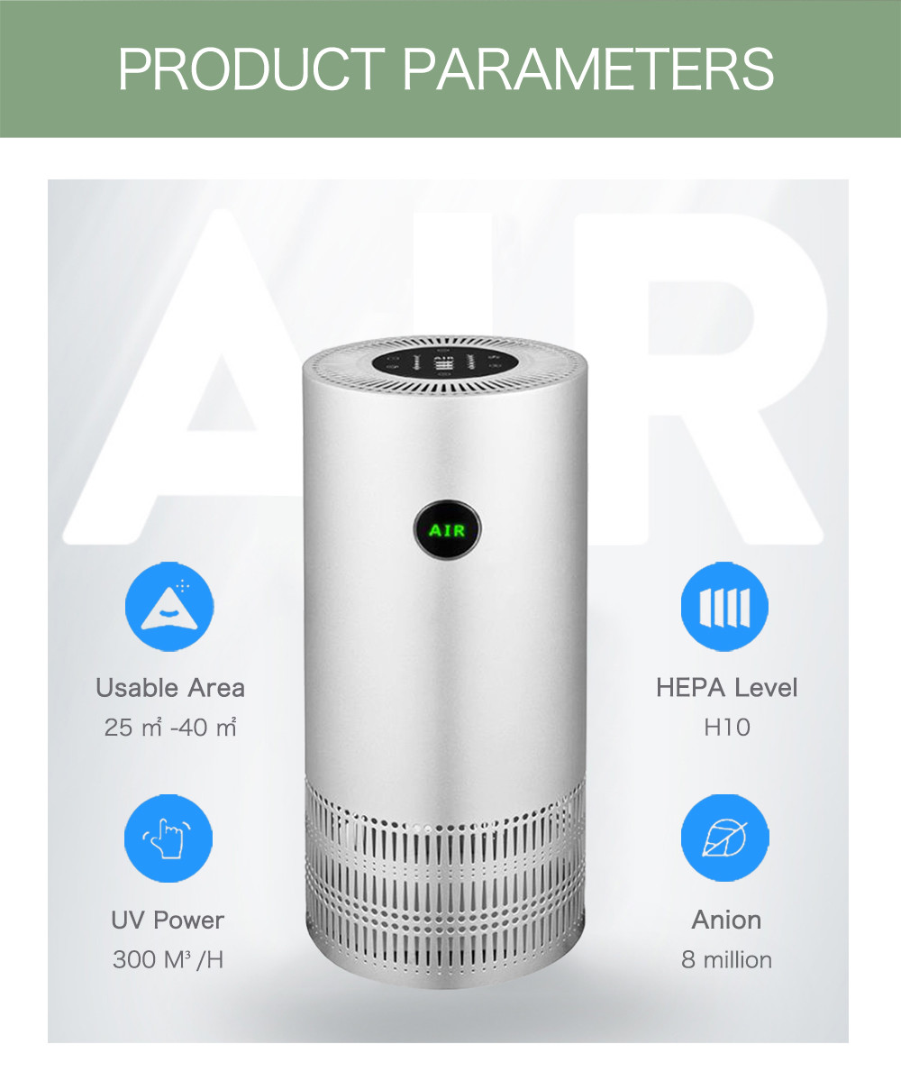 8 Million Anion PM 2.5 Detection Hepa Air Purifier Room Cleaner 40W
