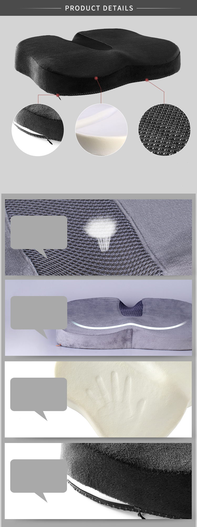Coccyx Orthopedic Pain Stadium Sofa Memory Foam Chair Massage Floor Meditation Car Outdoor Seat Cushion